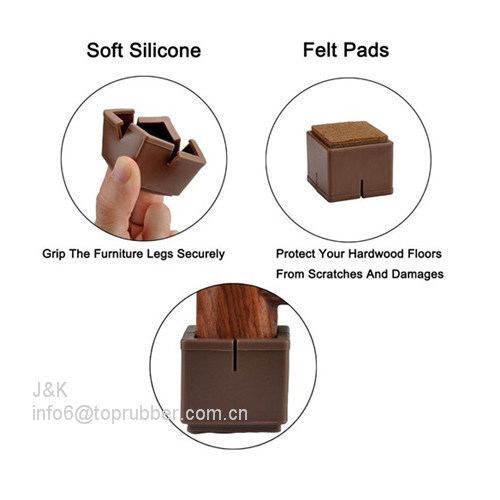 Rubber Leg Caps and Protector of Chairs and Tables, etc. (Square) (Brown) , Fully Customizable