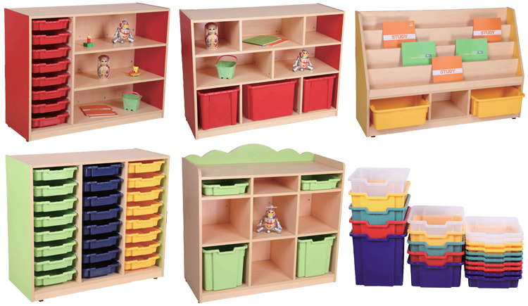 Wooden Kids Furniture/Kids Cabinet with Plastic Storage