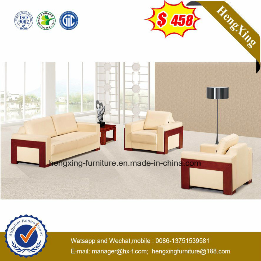 Wooden Base Leather Surface Waiting Sofa (HX-CS026)