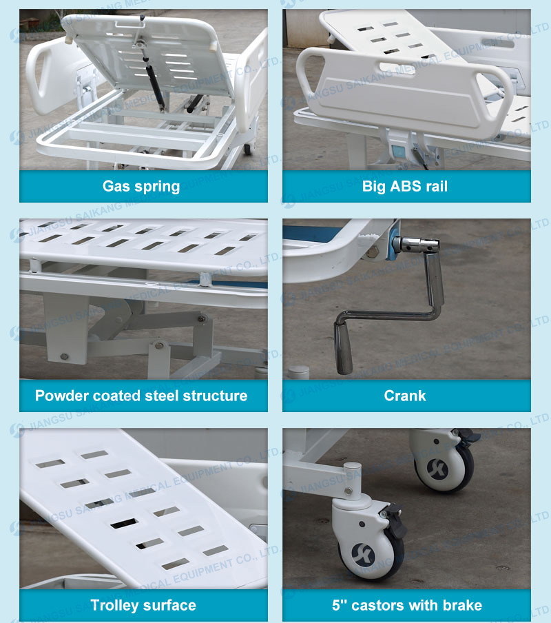 Powder Coated Steel Emergency Patient Stretcher Trolley