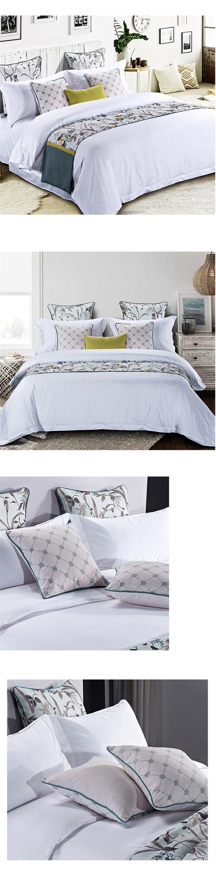 Wholesale Luxury Decorative Linen Jacquard Queen Size Hotel Bed Runner