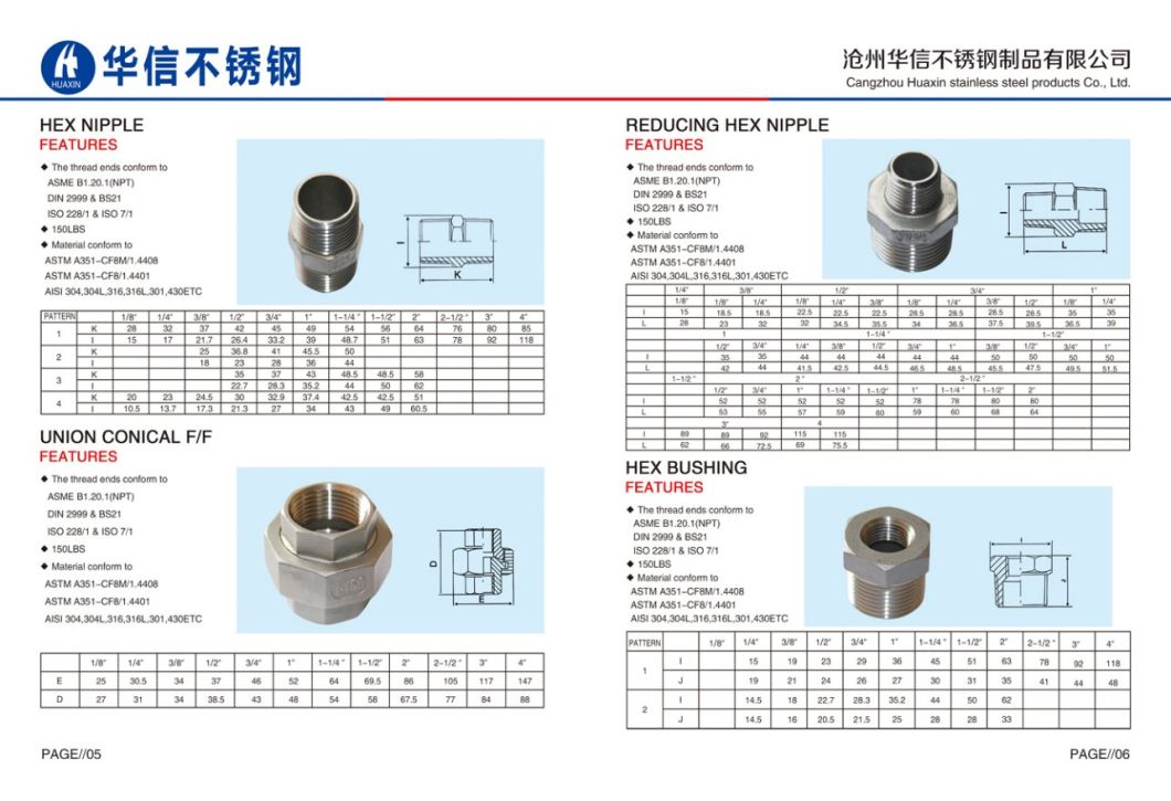 Stainless Steel Pipe Fitting 304 Cross of 1/8 Inch