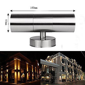 up Down Cylinder Onever Waterproof Wall Sconce Stainless Steel Wall Light Lamp Indoor Outdoor Lighting Fixture Kit 2 LED Bulbs