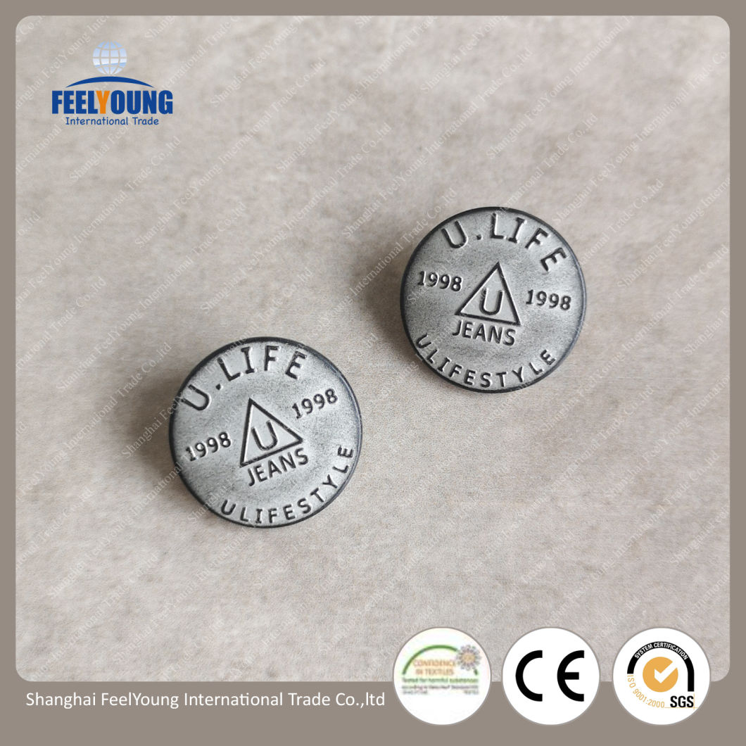 Hot Sale Custom Made Engraved Logo Design Round Metal Buttons Metal Snap Button for Jeans Coats