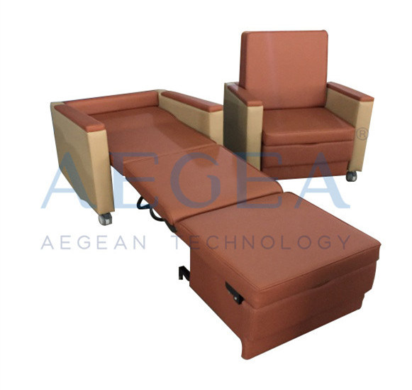 AG-AC012 PU Cover Ward Room Accompany Sofa Hospital Recliner Chair Bed