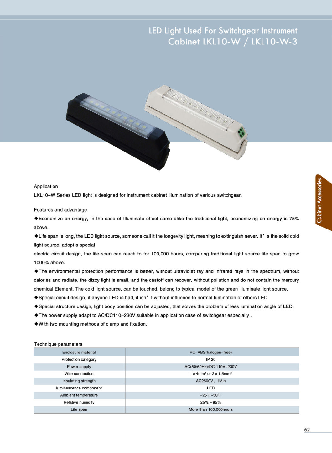 Cabinet Panel LED Light for Switchgear (LKL10-W/LKL10-W-3)