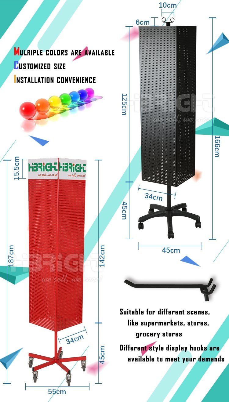 Powder Coated 4 Side Pegboard Displaying Spinner Rack