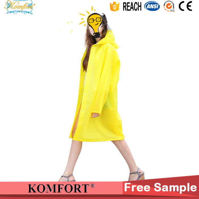 Long Yellow Rainwear Poncho PVC Raincoat