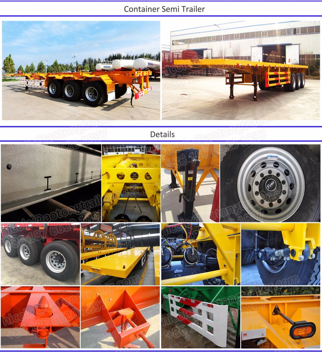 50t Capacity Tri-Axles Container Semi Trailer with Free Parts