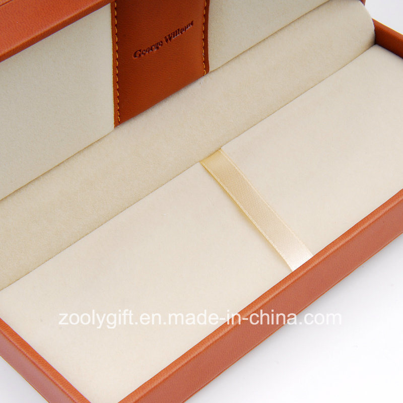 PU Leather Pen Packaging Box / Leather Display Storage Glasses Boxes / Jewelry Boxes with Logo Embossed