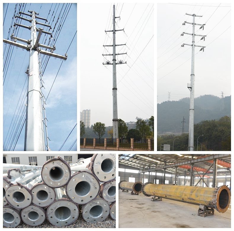 Hot DIP Galvanized Electricity Transmission Steel Pole, Electric Power Galvanized Steel Tubular Pole