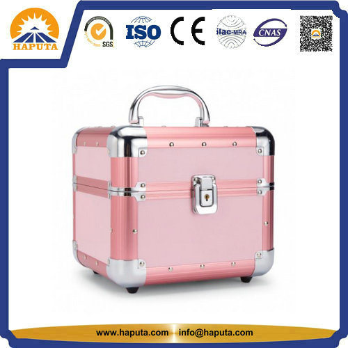 Makeup Train Case Pink with Trays Single Open (HB-3214)