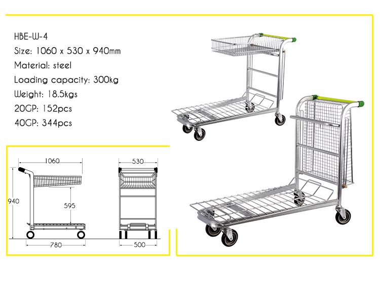 Warehouse Goods Transport Trolley Four Wheels Flat Trolley