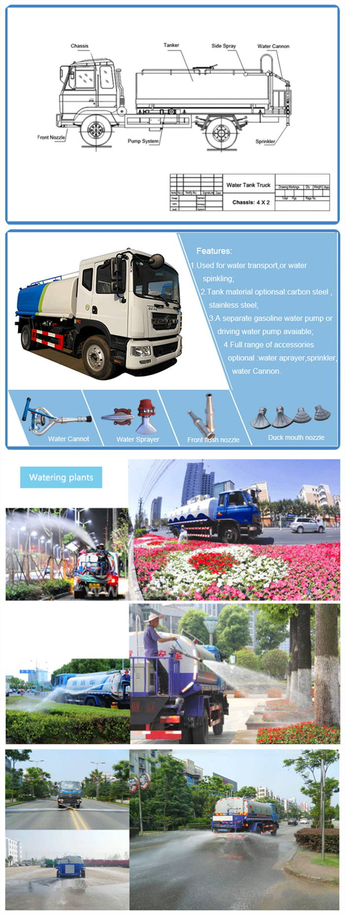 China New 4X4 Sprinkling 10000 Liter Water Tank Spray Truck