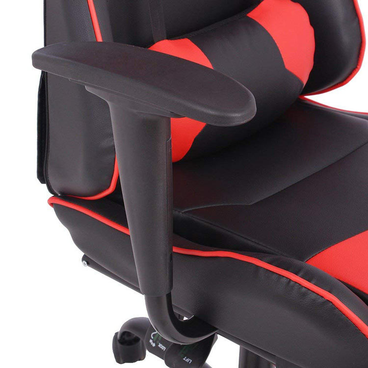 (ANN) Partner Modern PU Leather Cover Computer Desk Office Gaming Chair with Lumbar Support, Black and Red Color