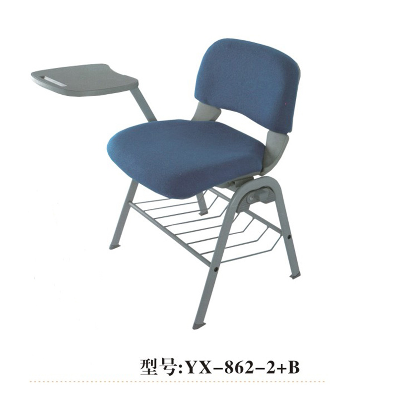 Conference Fabric Stackable Student Chair with Writing Tablet/ Classroom Chair with Writing Pad