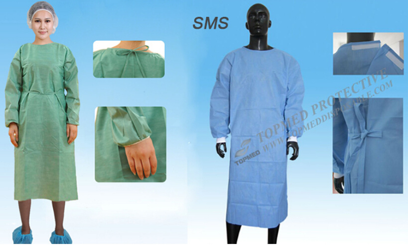 Ce Certificated Sterile SMS Reinforced Surgical Gown, Professional Manufacturer