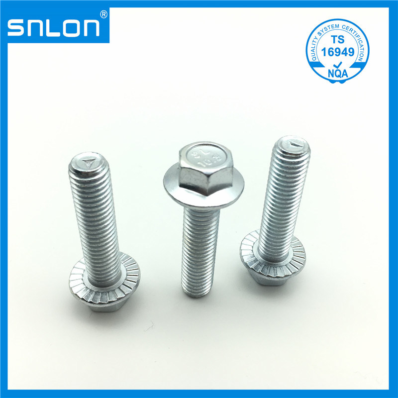 Serrated Metal Hex Screw with Flange White Zinc Plated Grade10.9