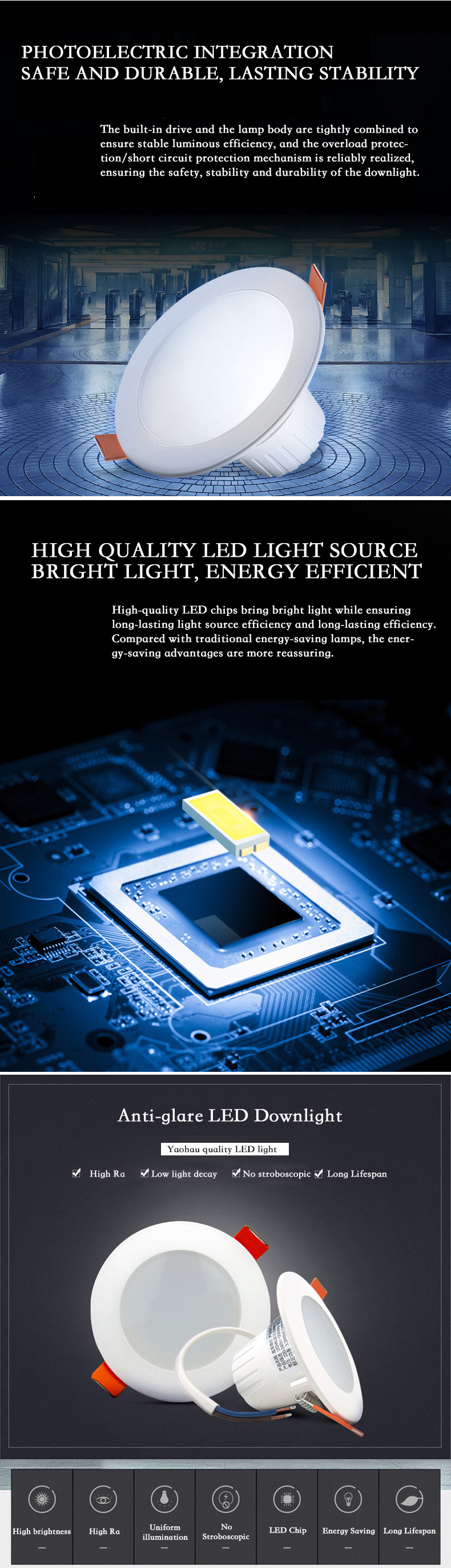 Yaohau LED Downlight 5W 7W 10W 13W LED Ceiling Down Light Recessed LED Lights Spotlight