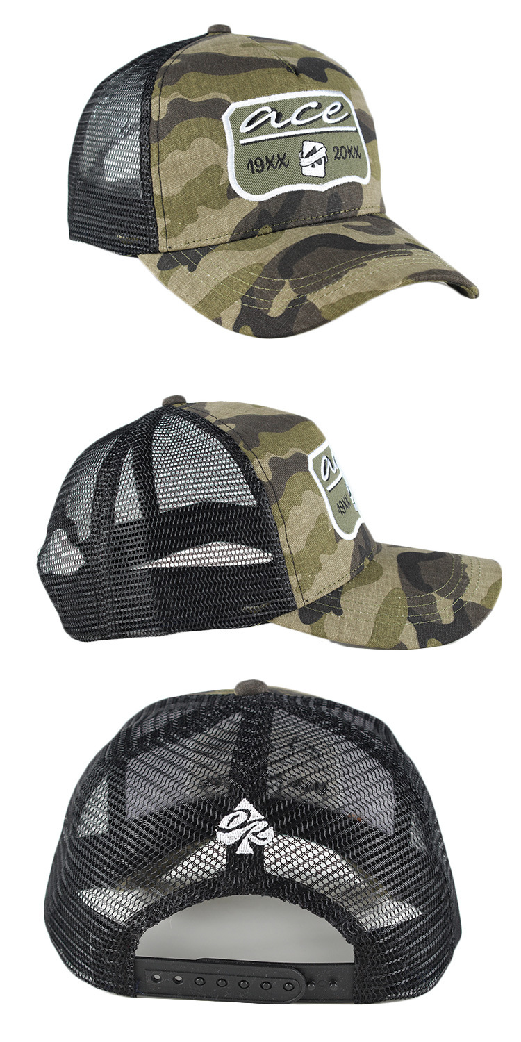 Digital Print Camo Embroidered Trucker Mesh Cap