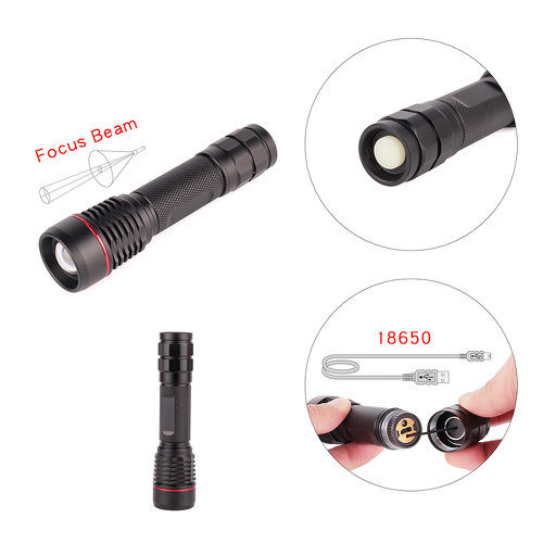 6W Aluminum LED Flashlight (11-1S1802 18650)