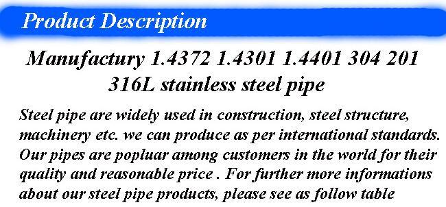 Manufacturer High Quality 304 316L 904L Stainless Steel Seamless Pipe