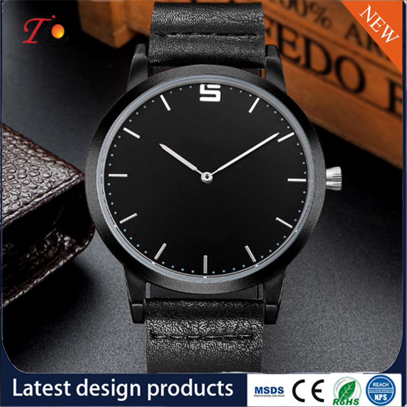 Fashion Design Round Simple PU Leather Strap Men's Wrist Watch