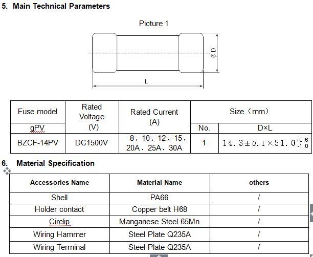 High Voltage 1500V Solar System Fuse Connectors