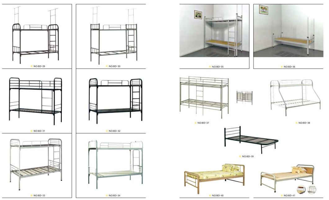 Good Quality Folding Metal Double Bunk Bed for Dormitory Used (BD-37)