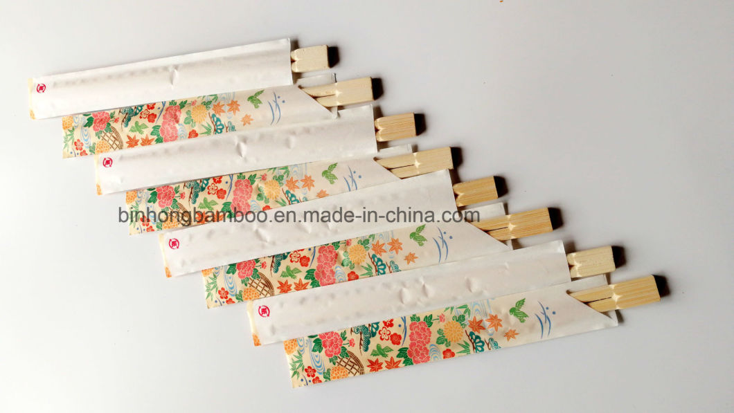 Flower Print Bamboo Chopsticks with Sleeve Paper Wrapped
