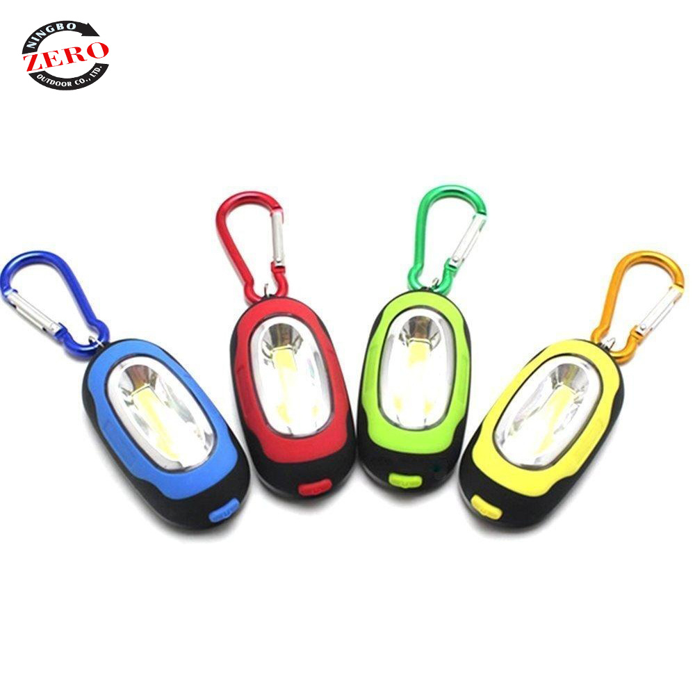 Small Plastic Keychain Flashlight with Carabiner for Promotional Gift