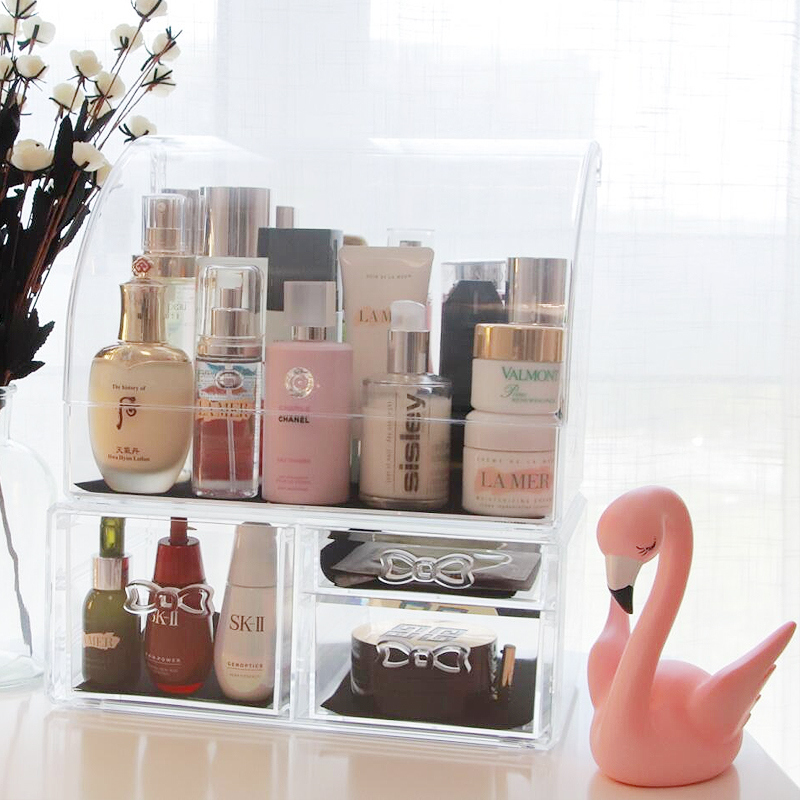 Fashion Makeup Stand Drawers Cosmetic Organizer Storage Acrylic Display Box