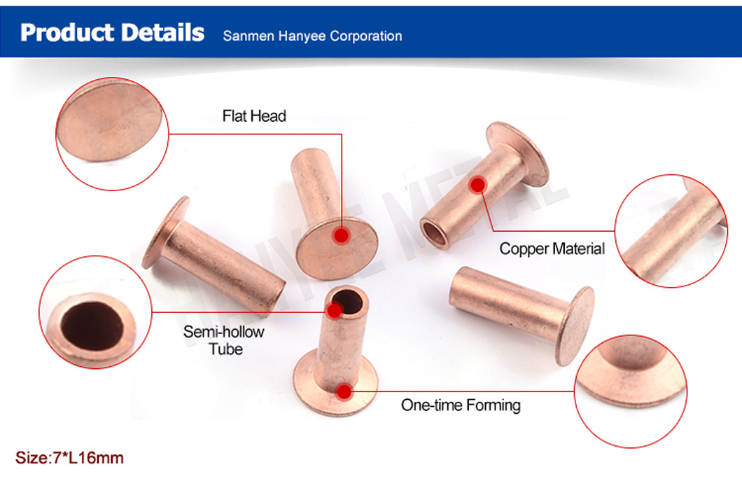 Accept OEM Copper Flat Head Rivet