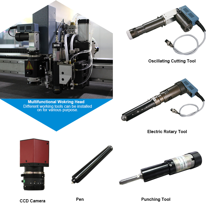 Automatic Leather Cutting Machine with Two Heads and Conveyor Belt