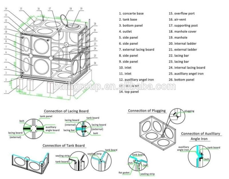 GRP Tank Industrial Water Container Chemical Storage Tank