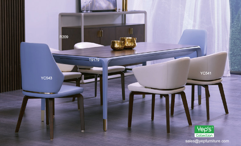 Modern Microfiber Leather Dining Table with Metal Legs (T9179)