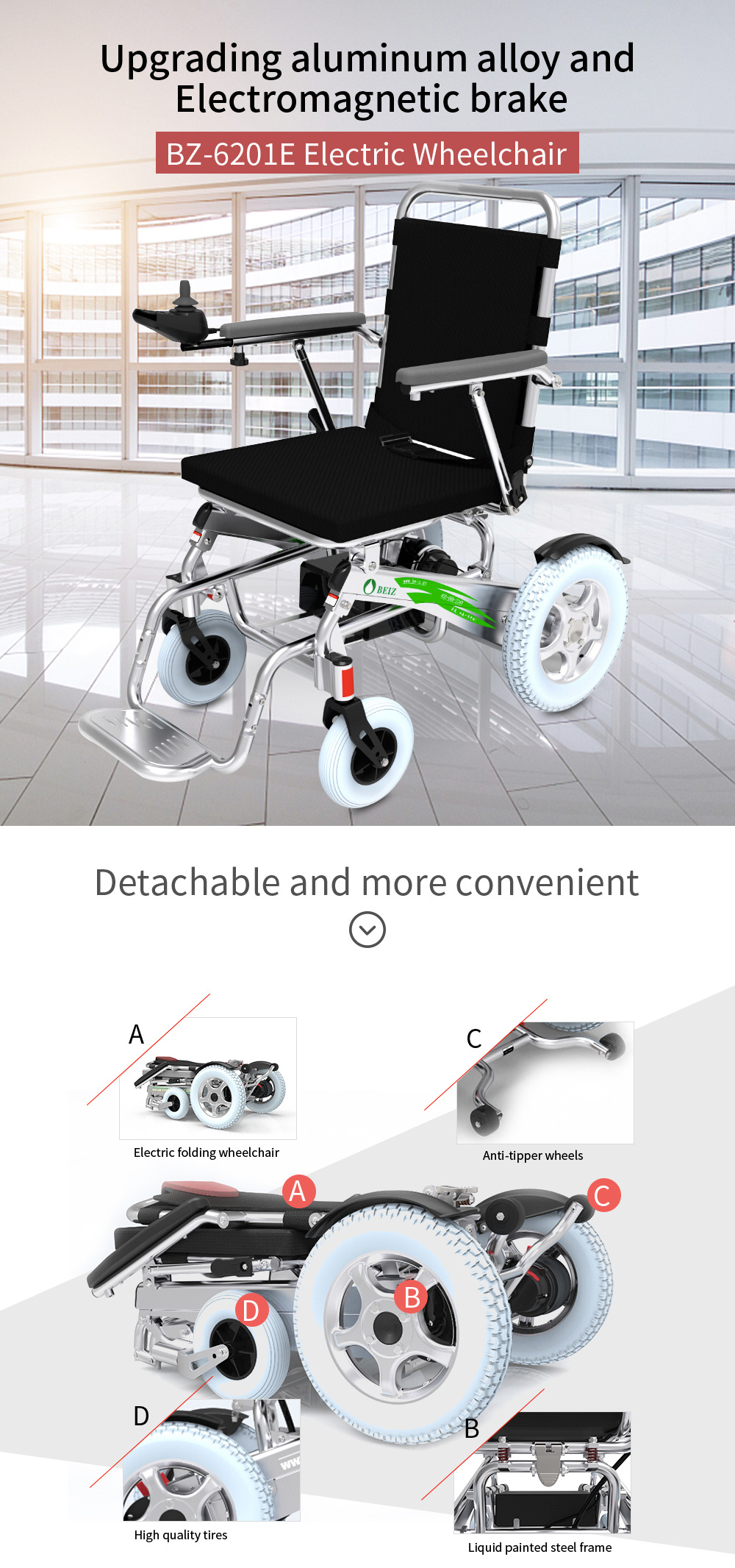 Light Portable 13ah Aluminum Electric Wheelchair