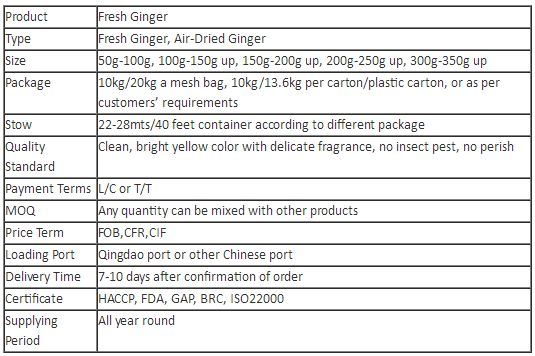 New Crop Fresh Ginger Wholesale Price