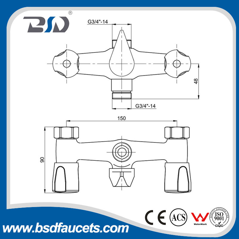 Brass Double Handle Bathroom Shower Faucet Mixer