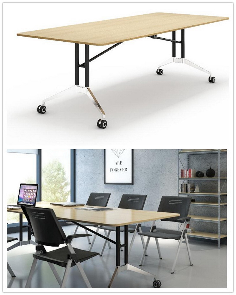 Customized Folding Movable Metal Base Dining Conference Meeting Table (FT020)