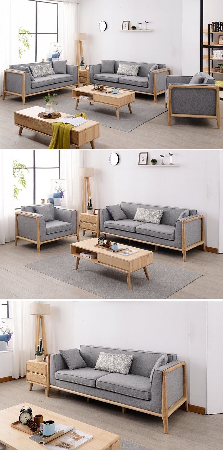 Modern Wood Living Room Furniture Set Sofa Coffee Table and TV Stand for Home