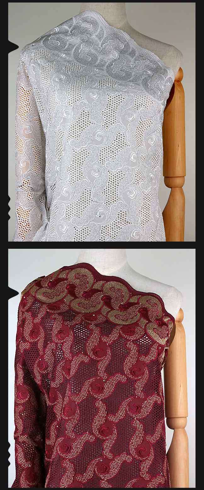 Black and Fushia Pink Mesh Embroidery Swiss Cotton Fabric