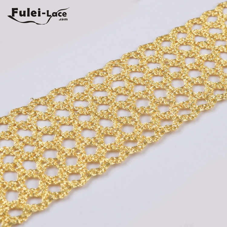 China Manufacturer Wholesale Golden Ribbon Lace