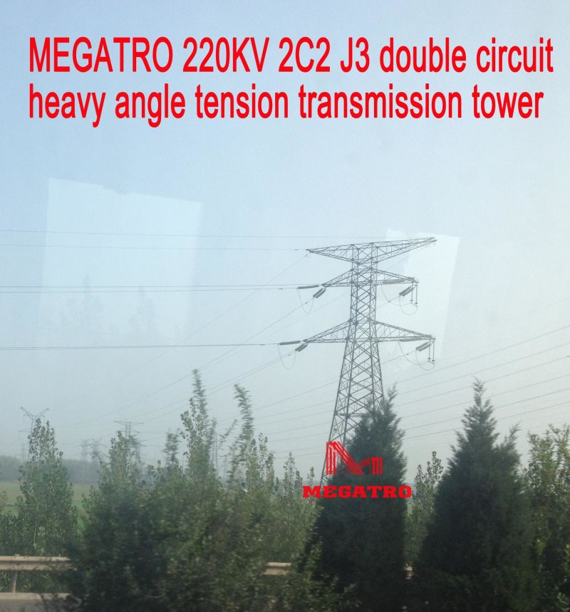 Megatro 220kv 2c2 J3 Double Circuit Heavy Angle Tension Transmission Towe
