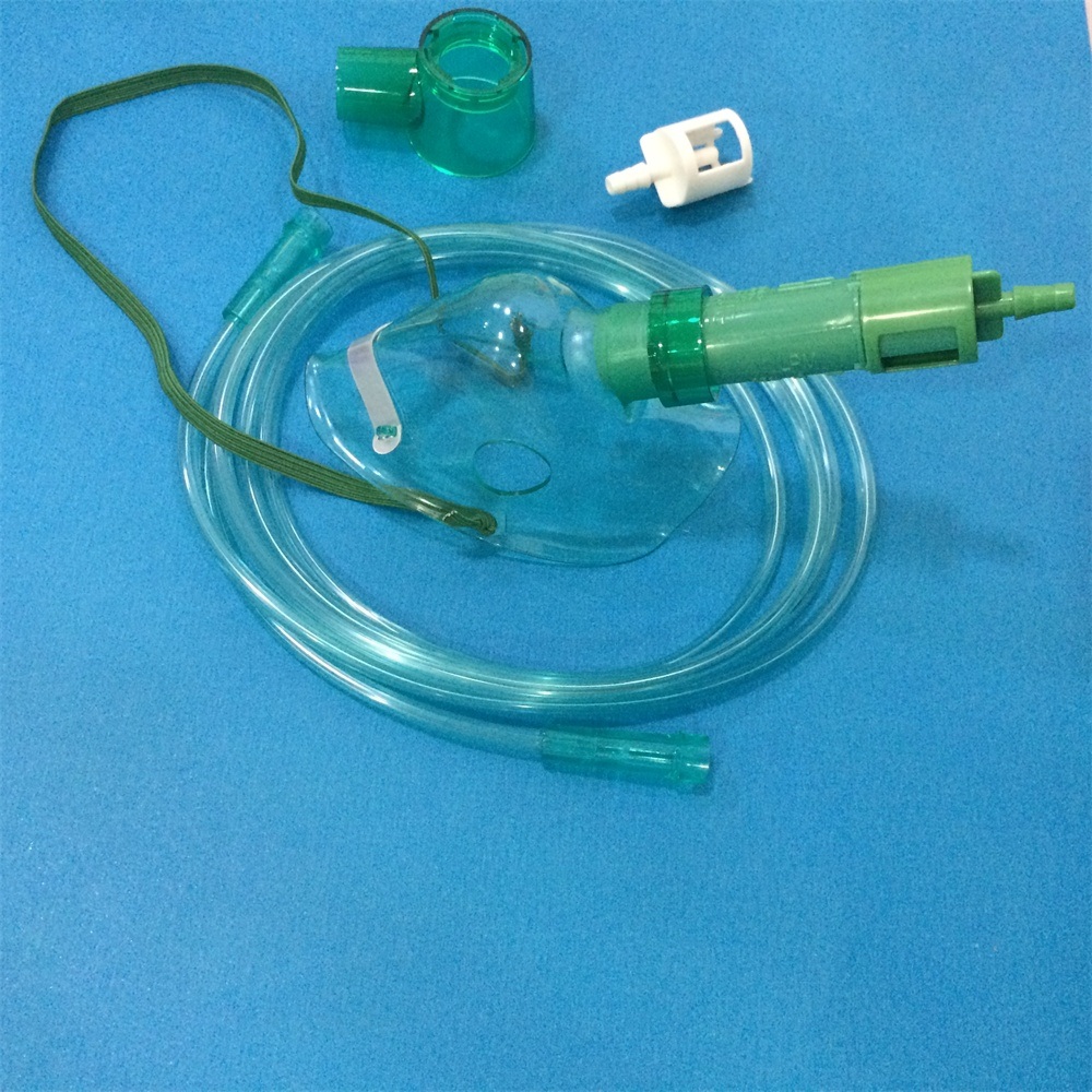 Oxygen Concentration Adjustable Medical Venturi Mask (Green, Adult with Tubing)