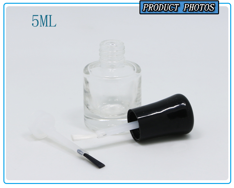 5ml Round Clear Glass Nail Polish Bottle with Brush Empty Nail Polish Bottle