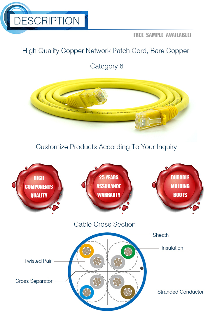 CAT6 UTP RJ45 AWG24 Network Patch Cord