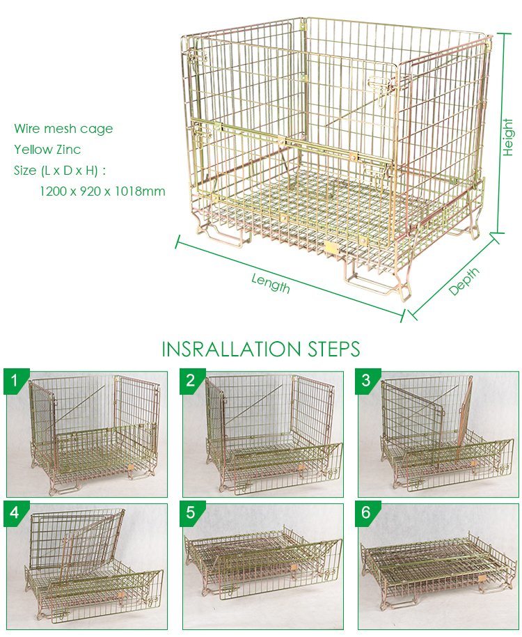Wire Steel Storage Container Cage Pallet