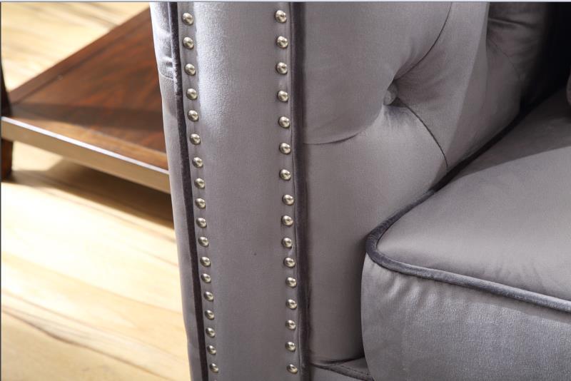 Modern Fabric Solid Wood Frame Chesterfield Sofa