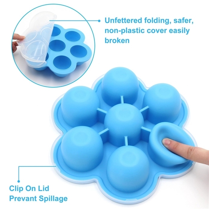 2018 Hot Sell 7 Holes Silicone Egg Bites Mold for Infant Fits Instant Pressure Cooker with Lid